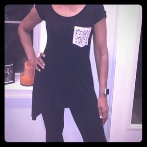 Black top with lace pocket